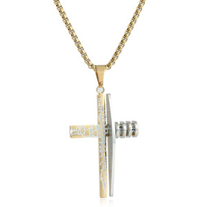 Men's <b>Cross</b> Pendant Zinc Alloy Necklace Geometric Design Tree Pattern Punk Style 12087 - Product Image 3