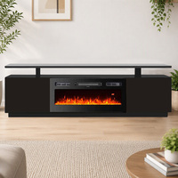 Cheminée électrique avec flamme artificielle, télécommande, en bois noir et blanc, 71 pouces, avec manteau pour la maison