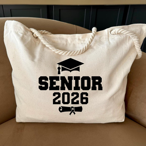 Sacchetti Personalizzati in Tela per Cappelli da <span class=keywords><strong>Laurea</strong></span> con Manici in Corda, <span class=keywords><strong>Design</strong></span> Cappello e Diploma, Borsa Tote in Tela Senior 2026 - Product Image 1