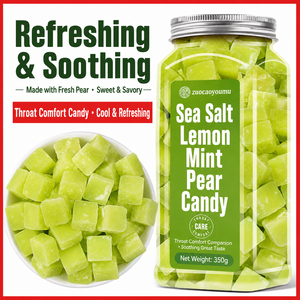 Cubes de thé gourmet pour accompagnement |   Pâte de poire au sel de mer, citron et menthe, édulcorant |   Rehausseur de saveur instantané pour les thés aux herbes et verts 350g - Product Image 1