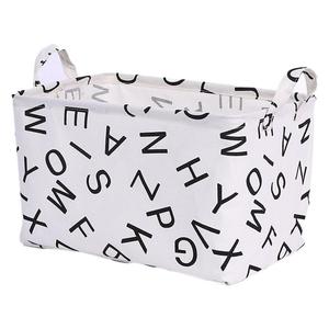 Paniers de rangement pliables rectangulaires en tissu coton-lin avec poignée pour dortoir - Product Image 1