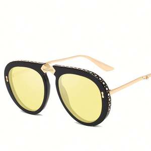 Lunettes de soleil surdimensionnées avec logo personnalisé, décoration en cristal, grand cadre, pour hommes et femmes, lunettes de soleil UV400 pliables pour hommes et femmes - Product Image 2