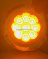 Feu arrière rond de 2 pouces à 9 LED pour camion, 12/24V, boîtier chromé, 3 couleurs disponibles, feu de position latéral pour remorques et camions-citernes