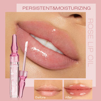 Gloss à lèvres hydratant à l'extrait de rose avec de vrais pétales de rose, huile à lèvres repulpante pour des lèvres lisses et brillantes