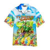 Chemise Hawaïenne Personnalisée à Imprimé Floral et d'Oiseaux, Impression à la Demande, Motif Papagei, Chemise à Revers en Polyester Sublimée, Chemise de Plage Estivale