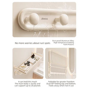 Toallero Estilo Crema, Estante para Toallas de <span class=keywords><strong>Baño</strong></span> <span class=keywords><strong>sin</strong></span> Taladrar, Toallero Integrado para Inodoro - Product Image 4