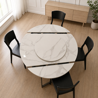 Table à manger multifonctionnelle de luxe en pierre frittée, extensible, design contemporain, chaises rembourrées/en bois, hôtel/villa