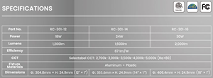 ไฟห้องน้ำ LED อลูมิเนียมขนาด 12 นิ้ว 18 วัตต์ ปรับความสว่างได้แบบ TRIAC หลายอุณหภูมิสี  ติดตั้งแบบฝังเพดาน 1200 ลูเมน - Product Image 3