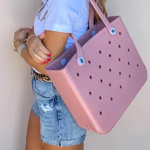 2024 Hot Sale Wholesale Beach Waterproof Tote Bags Custom Summer Rubber Large Fashion Eva Silicone Bogg