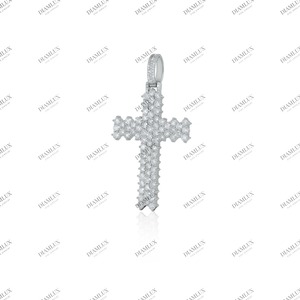 Colgante de Cruz con Diamantes VVS, Plata Tibetana, Unisex, Moderno, Personalizable - Product Image 3