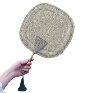 Handmade Bamboo Fan Straw Woven Foldable Eco Friendly Handheld Cooling Fan For Hanfu Style Ancient Fashion Gift - Product Image 5