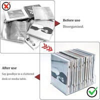 2 supports transparents en acrylique pour CD/DVD, présentoir et boîte de rangement pour CD, et support de rangement pour disques vinyles pour étagère multimédia