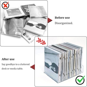 2 supports transparents en acrylique pour <span class=keywords><strong>CD</strong></span>/DVD, présentoir et boîte de <span class=keywords><strong>rangement</strong></span> pour <span class=keywords><strong>CD</strong></span>, et support de <span class=keywords><strong>rangement</strong></span> pour disques vinyles pour étagère multimédia - Product Image 3
