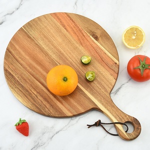 Tagliere da banco Charcuterie carne <span class=keywords><strong>pane</strong></span> che serve cerchio circolare formaggio rotondo Paddle tagliere legno di Acacia <span class=keywords><strong>Pizza</strong></span> Peel - Product Image 3