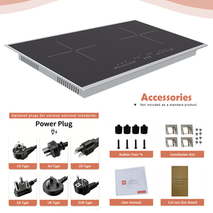 Table de cuisson à induction intégrée à 2 brûleurs, panneau en verre trempé, commande tactile, cuisinière électrique pour usage domestique - Product Image 1