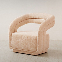 Fauteuil lounge en lin crème, base sculpturale postmoderne, dossier cannelé pour salon, personnalisable OEM ODM