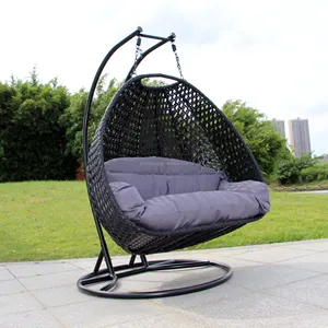 Chaise balançoire en rotin pour patio extérieur, chaise suspendue double avec grands coussins, salon, vente chaude