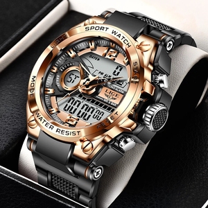 Lige Lg8922 Người Đàn Ông Dây Đeo Silicon Hiển Thị Kép Chronograph Đồng Hồ 50M Không Thấm Nước Thể Thao Đồng Hồ Đeo Tay <span class=keywords><strong>LED</strong></span> Đồng Hồ Kỹ Thuật Số Relogio Masculino - Product Image 1