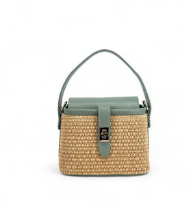 Sac de plage en paille tressée, sac seau en paille tressée tendance, sac à main de luxe en cuir pour femme - Product Image 6