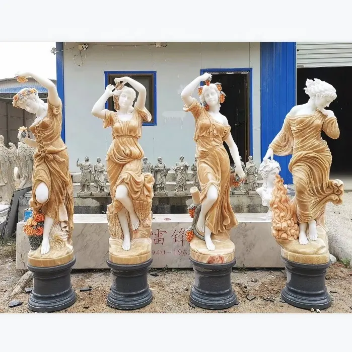 Grosir Patung Marmer Poles Dewi Putih Empat Musim Dalam Ruangan Klasik untuk Dekorasi Taman