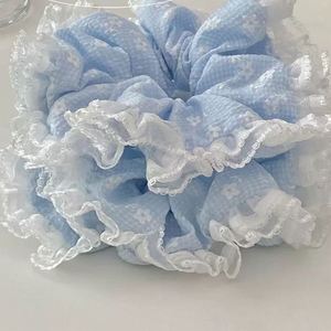 Coletero de Encaje con Volantes para Mujer, Color Azul Claro, con Diseño Floral, Accesorio para el Cabello, Estilo Coqueta, Coleteros de Alta Elasticidad - Product Image 4
