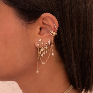Ensemble de boucles d'oreilles en diamants Gemnel, taille brillant rond, sertissage clos, bijoux fins classiques, pour femmes, mariage, certifié GIC - Product Image 3