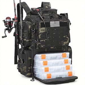 Sac à dos de pêche tactique en tissu Oxford camouflage, boîtes à pêche, porte-cannes, porte-bouteille, glacière 50L grande capacité, isotherme et respirant - Product Image 1