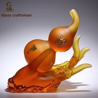 Artisanat en verre : Décoration Zen Gourde Main de Bouddha, style chinois moderne haut de gamme pour entrée de villa, entièrement fait main, coffret cadeau