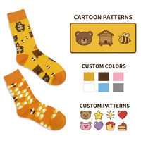 Chaussettes en coton AB asymétriques et assorties, imprimées de motifs animaux amusants, ours et abeilles, vente en gros