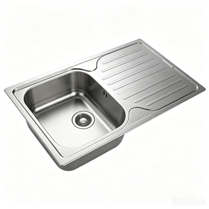 Fregadero de un solo seno empotrable de acero inoxidable SUS304 de grado alimenticio, acabado mate cepillado, con drenaje horizontal completo y paralelo - Product Image 5