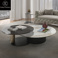 Table basse de salon en marbre de luxe léger, style nordique, design moderne et minimaliste, personnalisable pour café