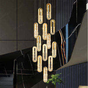 Suspension <span class=keywords><strong>de</strong></span> grand projet Décoration intérieure contemporaine Plafonnier LED <span class=keywords><strong>de</strong></span> <span class=keywords><strong>luxe</strong></span> Luminaire suspendu Villa Escalier Lustre en cristal - Product Image 1