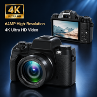 Appareil photo numérique 64MP avec capteur CMOS 4K, écran tactile 4,0 pouces, batterie au lithium, zoom optique 16X, griffe porte-accessoire, Wi-Fi, lumière d'appoint, 9 modes, caméra Vlog