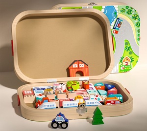 Wholesale Custom Wooden Educational Toys Urban Track <b>Building</b> <b>Blocks</b> Shape Intelligence <b>Building</b> <b>Blocks</b> for Kids - Product Image 3