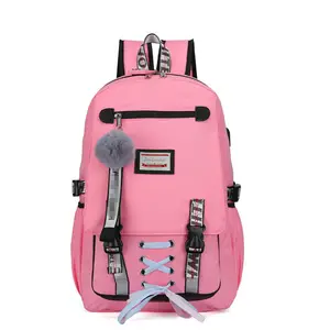 2024 trendy high quality custom logo small fashion women school bags girls with usb