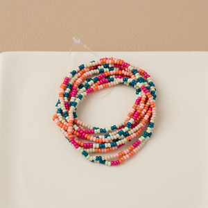Bracelets perlés unisexes en perles de rocaille multicolores or, ivoire, rose, extensibles, taille ajustable, 10 brins, cadeau de fête - Product Image 2