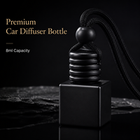 Flacon de parfum de voiture carré en verre de luxe avec logo personnalisé – Diffuseur de parfum auto vide haut de gamme à suspendre avec