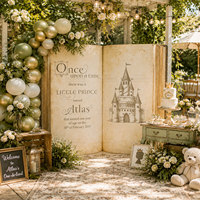 Ensemble de ballons en forme de livre KT Board, thème Château de conte de fées moderne Princesse Prince, toile de fond imprimée numériquement pour Anniversaire et Fiançailles