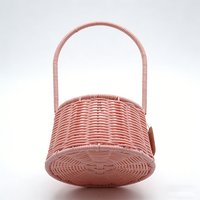 Panier rose en rotin PP écologique moderne, très vendu, avec poignée, 100 % tressé à la main, pour demoiselle d'honneur, idéal pour la décoration de jardin
