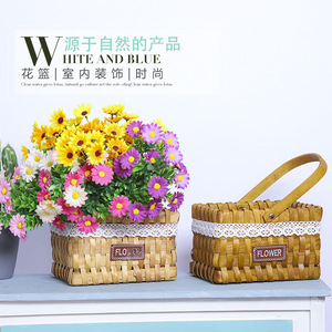 Handwoven Small Wooden <strong>Basket</strong> <strong>for</strong> <strong>Flower</strong> Arrangement Pastoral Style Mother's Day Decorative Rattan Gift Handbag Made with Wood - Product Image 2