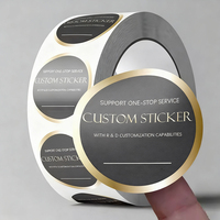 Rouleau personnalisé d'étiquettes rondes en feuille d'or imperméables à l'eau, impression d'autocollants de logo de produit d'entreprise personnalisés pour étiquette d'emballage