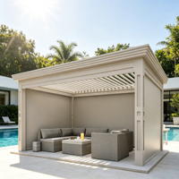 Pergola extérieure en alliage d'aluminium avec toit à persiennes réglables, imperméable, pour cour