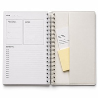 STASUN A5 Twin Wire Planner, carnet à couverture rigide en cuir PU imprimé couleur personnalisée, 200 pages, journal ligné 100 g/m² avec poche arrière