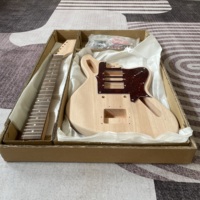 Unfinished Mahogany Bass Guitar Kit Wood Color All Hardware Electric Bass S-S-S Pickup 6-String Custom Guitar Kit Fast Shipping