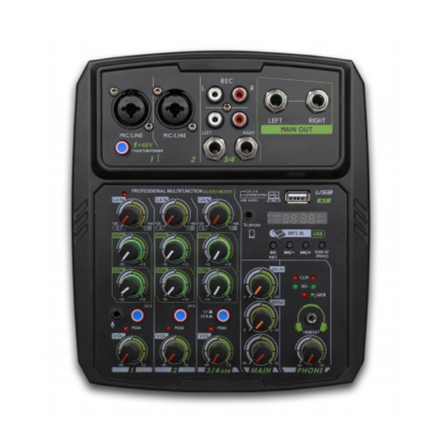 4/6 Channel Mixing Console Outdoor Conference Speaker USB Bluetooth Reverb Audio Processor KTV Live Broadcast with Sound Card