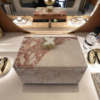 Nouvelle arrivée pour Bulgari rose marbre motif vertical boîte à bijoux avec couvercle boîtes de rangement et bacs pour usage domestique et stockage d'épices
