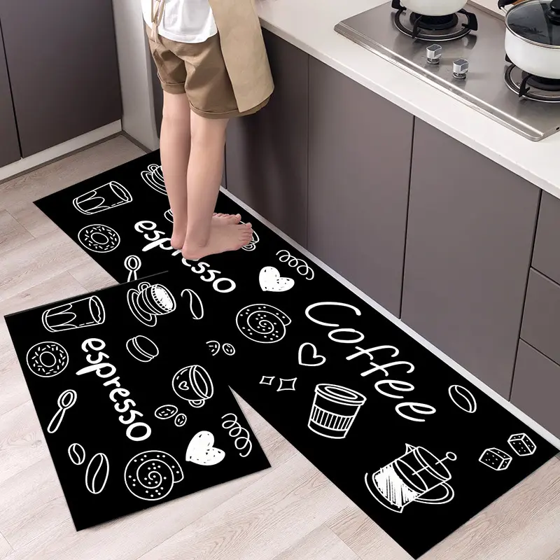 Custom kitchen carpet 2 Pieces Microfiber Moroccan Trellis Non-Slip Soft Kitchen Mat