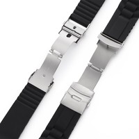 Bracelet de montre en caoutchouc incurvé OEM/ODM YUNSE 16/18/20/22/24/26 mm, bracelet de montre en silicone sport, boucle déployante en acier inoxydable