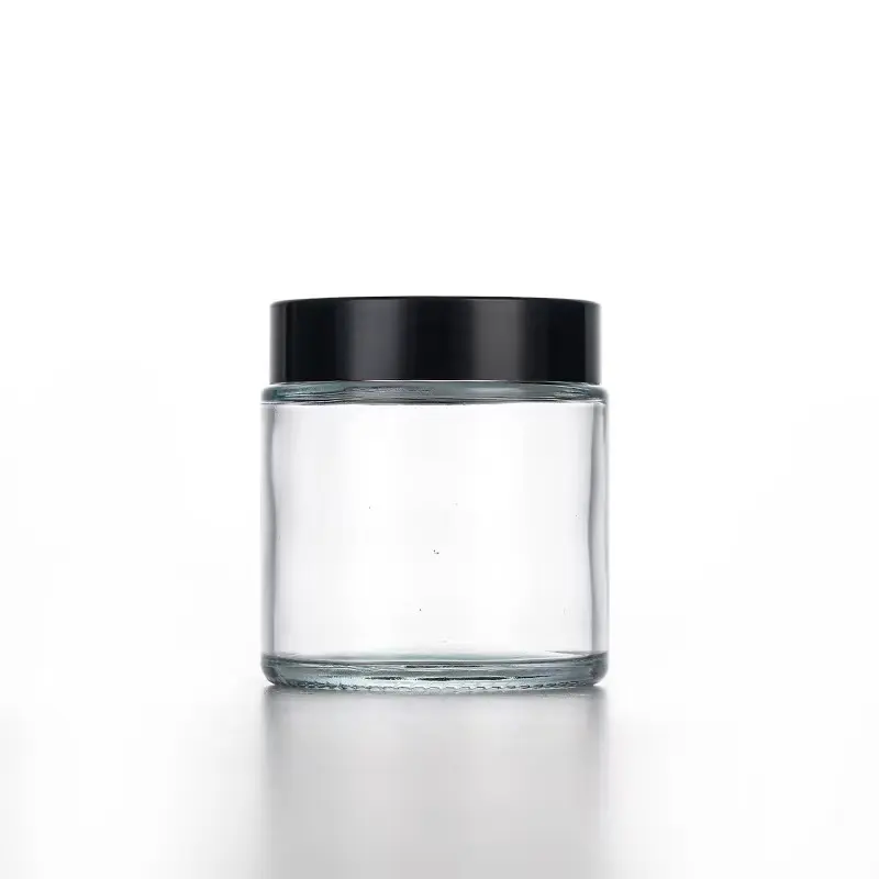 Pot en verre de 8oz pot de bougie transparent faisant bougeoir en verre avec couvercle noir