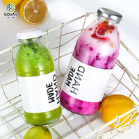 Bouteille en verre vide en gros avec couvercles métalliques pour jus, lait, thé – 300 ml, 350 ml, 500 ml